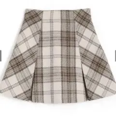 インパン裏地付きチェック柄プリーツスカート tu963 ベージュ