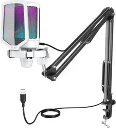 【開封済・未使用】FIFINE A6T コンデンサーマイク RGB ホワイト