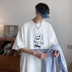 ストリート メンズ ホワイト白 カジュアル 半袖 XL オーバーサイズ Tシャツ