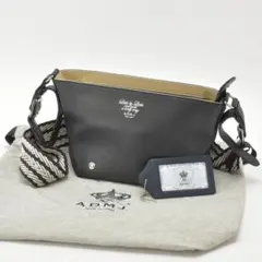 未使用◇A.D.M.J. ダノビオ ボトムアクセント ショルダーバッグ レザー紺