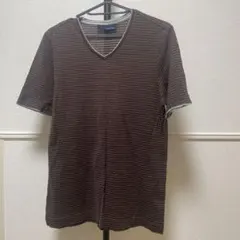 JOSEPH ABBOUD ストライプ Vネック Tシャツ　メンズMのサムネイル