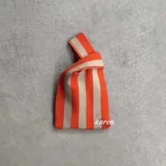 ストライプ ニット トートバッグ ベージュ オレンジ 可愛い 2way アシメ