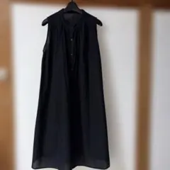 ブラック ノースリーブシャツワンピース