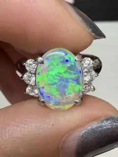鮮やか緑遊色 ブラックオパールリング 2.62ct pt900 - メルカリ