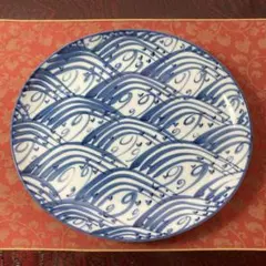 源右衛門　染付四海波 大皿　楕円形 源右衛門窯 源右衛門 染付 四海波 大皿 楕円形