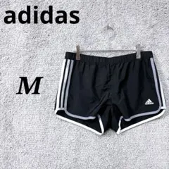 4371 アディダス ショートパンツ M 黒 ウエストゴム 運動 ランニング