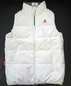 【中古品】ダウンベスト 　リバーシブル　ホワイト チェック柄