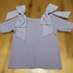 INGNI 肩リボン付き薄紫グレー半袖トップス　オフショルダー　Ｍサイズ