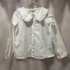 H&M 長袖白シャツ フリル襟 122