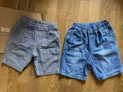 S 120cm UNIQLO ウエストゴム　デニムパンツ ストライプ 2点セット