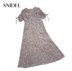 ✨️美品✨️SNIDEL 花柄ロングワンピース バックレースアップ 半袖 フレア