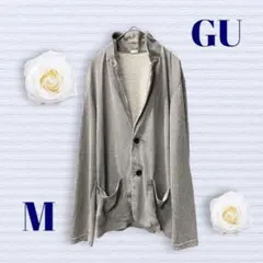 ジーユー　テーラードジャケット　ストライプ　グレー系　Mサイズ　やわらか素材
