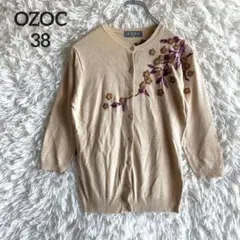 OZOC◇花柄刺繍　カーディガン　立体　薄手　七分袖　羽織り　ベージュ　38 Mのサムネイル