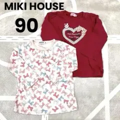 MIKI HOUSE Hot Biscuits リボン ハートTシャツ 90cm