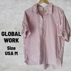 GLOBAL WORK ストライプ 半袖シャツ USA M