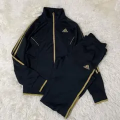 美品✨adidas ジャージ メンズ Lサイズ 黒 ゴールドストライプ
