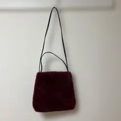ファー　バンドバッグ、ショルダーバッグ　2WAY ワイン