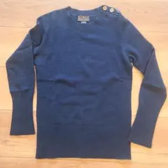 ネイビー長袖セーター　カシミヤ100%