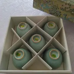 緑色 陶器 湯飲み 5個セット