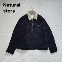 1 ナチュラルストーリー コーデュロイ ボアジャケット カジュアル 黒 M
