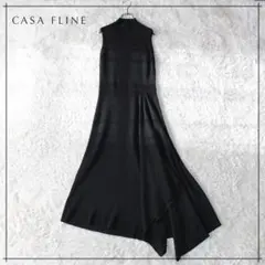 カーサフライン アシンメトリー ニットワンピース ハイネック 黒 F