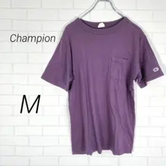 (r1241)チャンピオン【M】半袖tシャツ ロゴt ワンポイント シンプル 紫