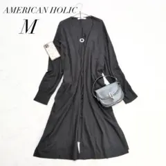 アメリカンホリック/ロングカーディガン綿100トッパードロップ長袖ブラック系☘️のサムネイル