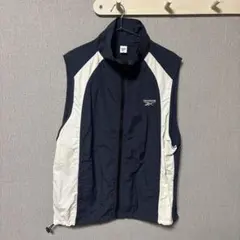 Reebok ナイロンベスト ネイビー×ホワイト Mサイズ ロゴ入り