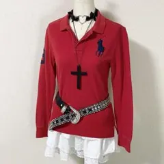 y2k ラルフローレン ビッグポニー ポロシャツ レッド 平成女児 平成ギャル