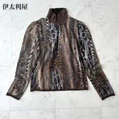 極美品☆伊太利屋 GK ヒョウ柄 フィッシュテール ロングコート 11号 