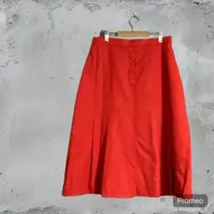 【希少】ヴィンテージ レトロ Aライン 膝丈スカート レッド Ｍ相当