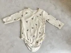 さくらんぼ柄ロンパース 長袖 クリーム色