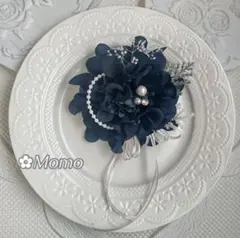 ❁ネイビー綺麗❁合わせやすい♪コサージュハンドメイド2way 卒業式入学式