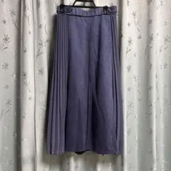 パープル プリーツスカート ロング丈