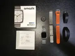 amazfit active 2 square 完品　社外替えベルト2本付き