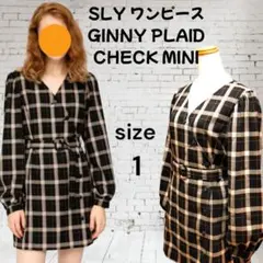 SLY スライ ミニワンピース ベルト付き チェック柄 長袖 ワンピース