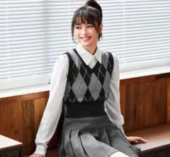 アーガイル柄 ニットベスト Mサイズ