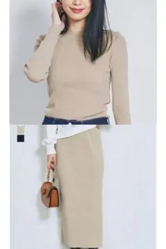 ボートネックリブニット&リブニットタイトスカートセット　2/19値下げ