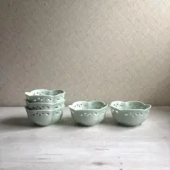 有田焼 透し青磁 小鉢 5個 青緑色のサムネイル