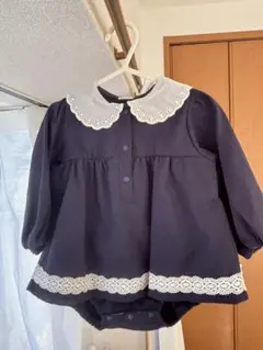 【新品未使用】tete a tete ネイビー 長袖ロンパース 80