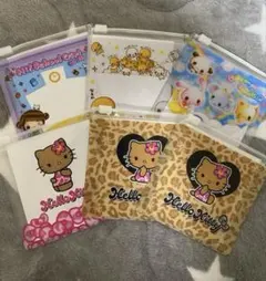 【ハローキティ他】 フラットポーチ　6個まとめ売り