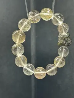 【パンダの工房】天然石パワーストーンルチルクオーツ獅子デザインブレスレット