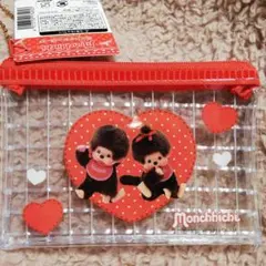 モンチッチ ハート柄ミニメッシュポーチ