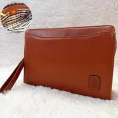 DAKS レザー クラッチバッグ 茶 チェック柄