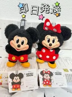 ポップマート ディズニー ミッキー＆ミニー ぬいぐるみキーチェーン 2点セット