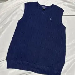 XL 日本製　Polo Ralph Lauren ケーブルニットベスト ネイビー