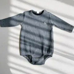 バースデー コトリ ベビー ロンパース 80 グレー キルト生地 長袖
