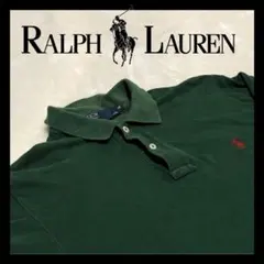 『90s希少』ポロラルフローレン　長袖ポロシャツ　赤ホース刺繍　メンズ　サイズM