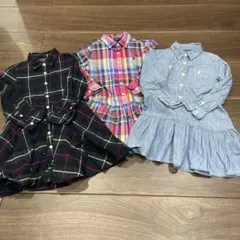 【3点セット】 ポロ ラルフローレン シャツワンピース 100cm 女の子
