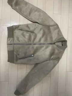 ZARA ベージュ スエード風 ジップアップブルゾン